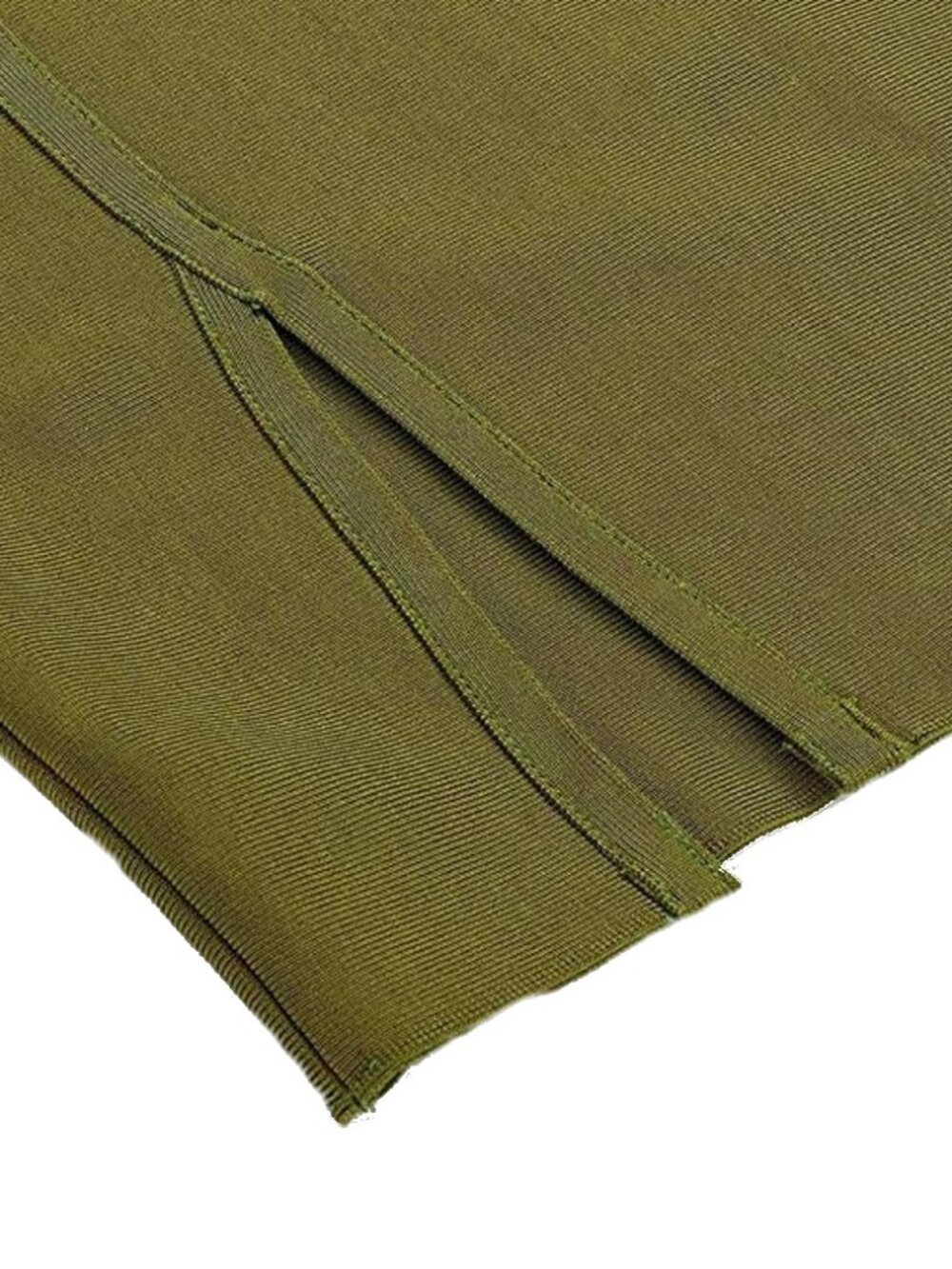 Olive Green Wide Shoulder Strap Open Back Bandage Bodycon Deep V Dress | M - Picture 8 of 9